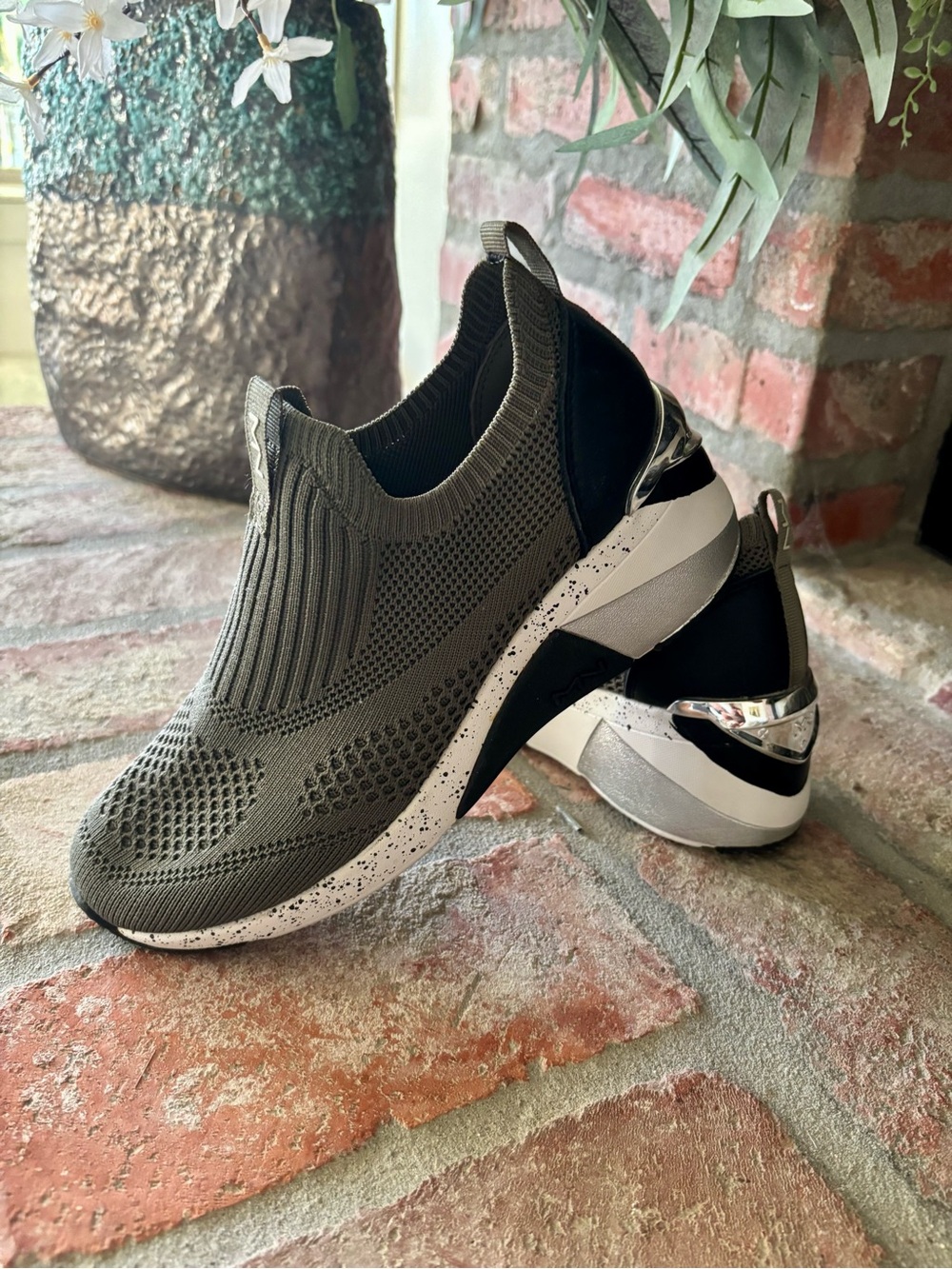 Slip-On Knit Athletic Sneakers in Olive Green by Mark Nason Los Angeles!